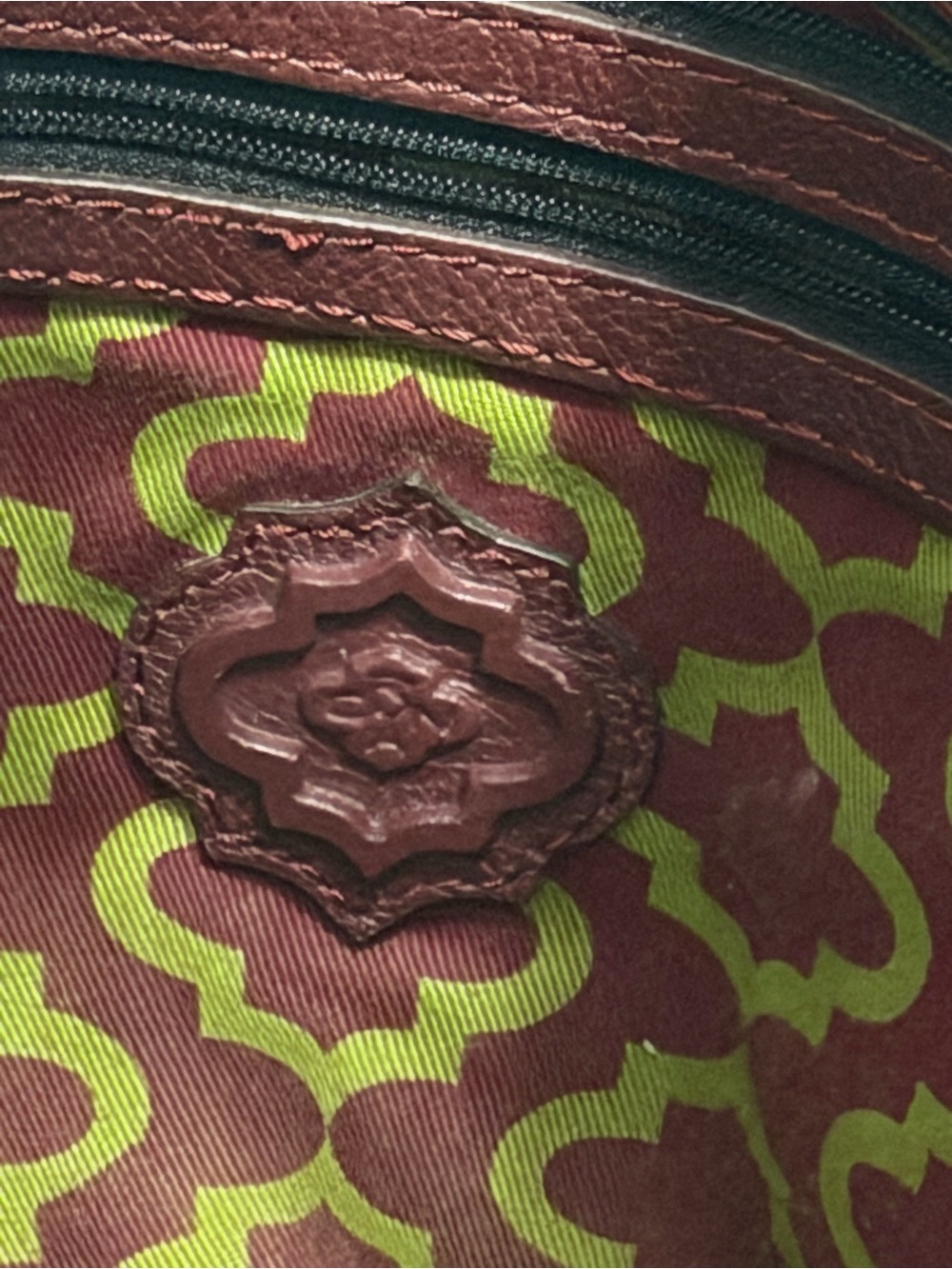 Oryany Burgundy Leather Hobo Shoulder Bag Chevron Stitch + Dust Bag - Picture 6 of 15